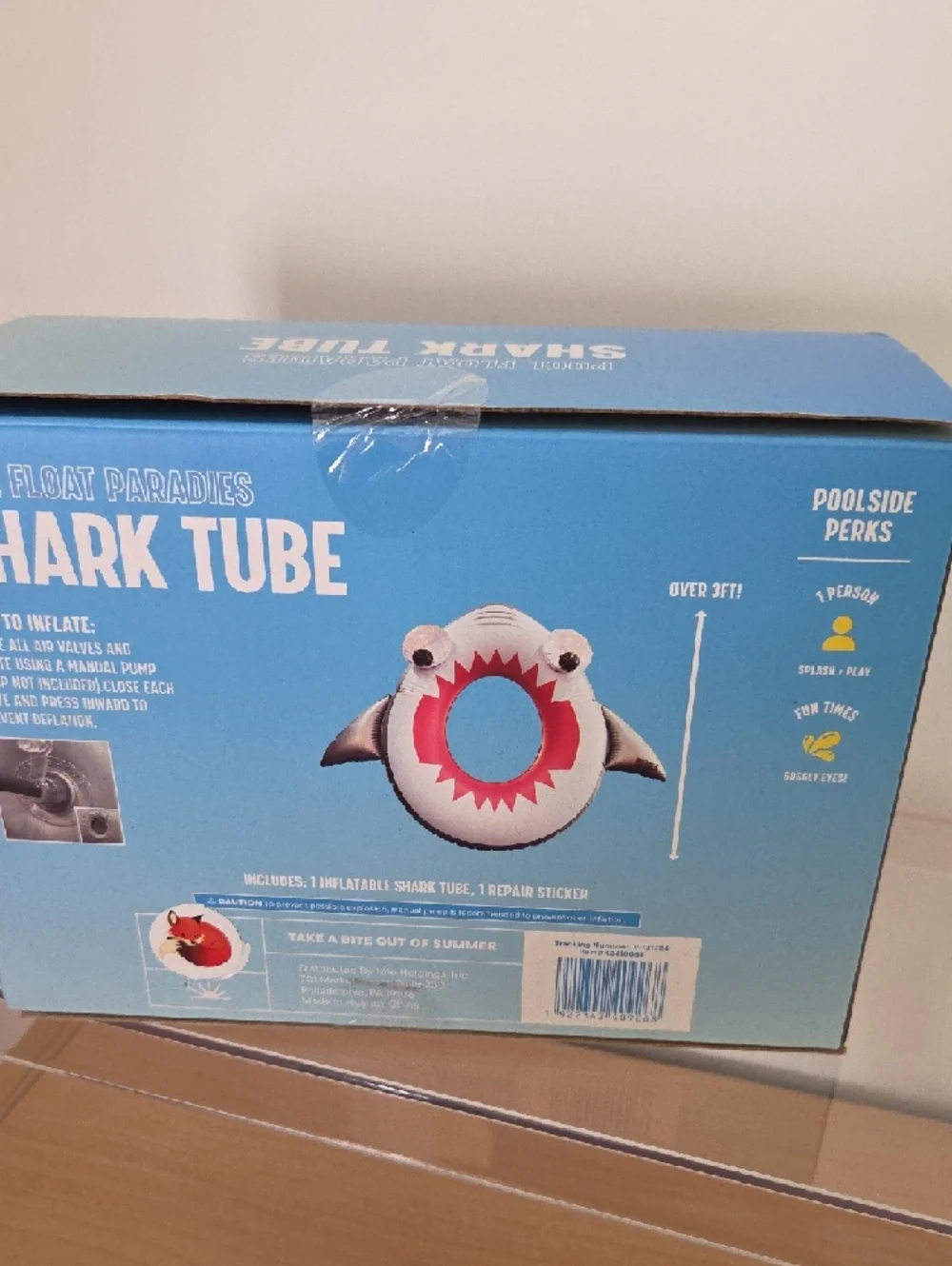 Blue Shark NIB 3ft. Tube Inflatable Pool Float - Picture 4 of 4